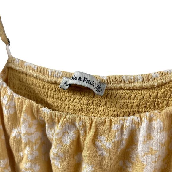 Abercrombie & Fitch Yellow Ruched Floral Mini Dress XL - Picture 3 of 7